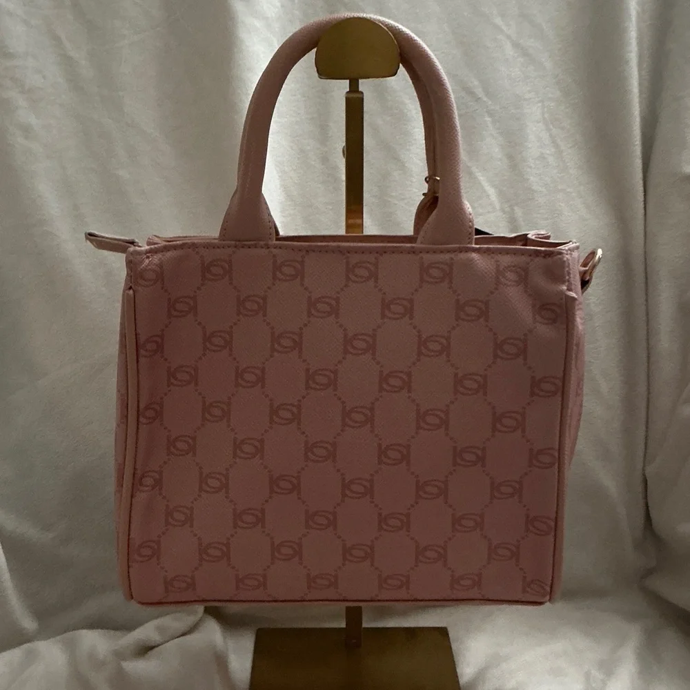 Bebe Blush Paisley Mini PU Satchel/Crossbody Striped Logo Bag.
